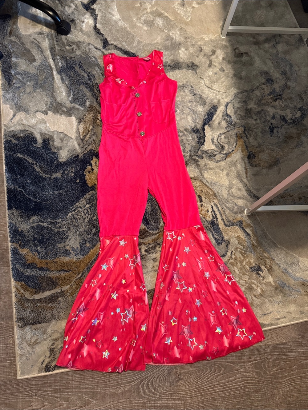 Barbie Hot Pink Star-Trim Flared Jumpsuit with bandana